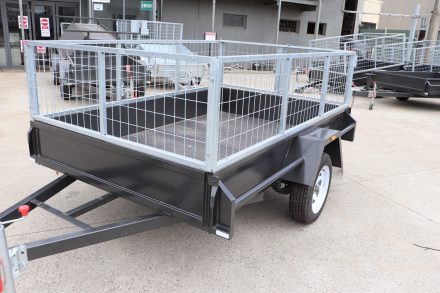 8x5 Single Axle Box 2ft Cage Trailer Heavy Duty