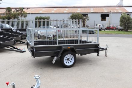 8x5 Single Axle Box 2ft Cage Trailer Heavy Duty