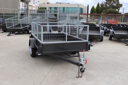 8x5 Single Axle Box 2ft Cage Trailer Heavy Duty