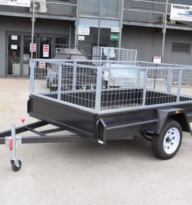 8x5 Single Axle Box 2ft Cage Trailer Heavy Duty