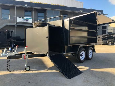 8x5 Tandem Axle One Piece Landscape : Gardening Trailer with Side Toolbox and Mower Box for Sale Melbourne Victoria